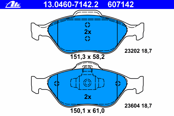 Комплект тормозных колодок, дисковый тормоз 13.0460-7142.2