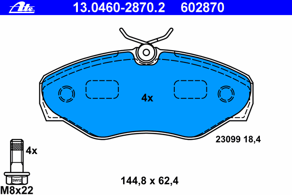 Комплект тормозных колодок, дисковый тормоз 13.0460-2870.2