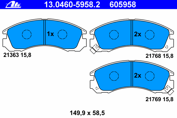 Комплект тормозных колодок, дисковый тормоз 13.0460-5958.2