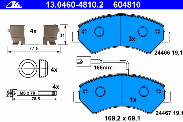 Комплект тормозных колодок, дисковый тормоз 13.0460-4810.2