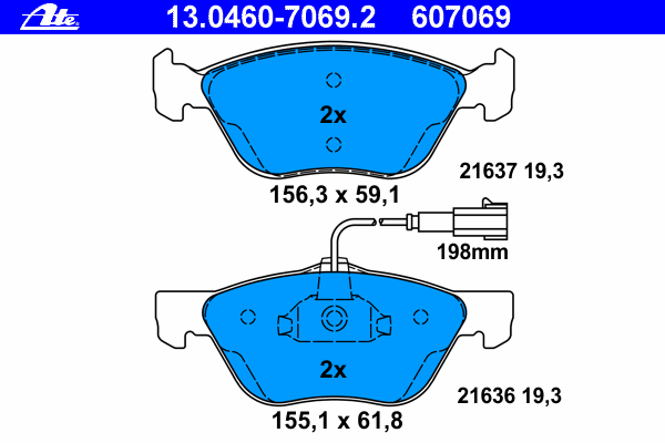 Комплект тормозных колодок, дисковый тормоз 13.0460-7069.2