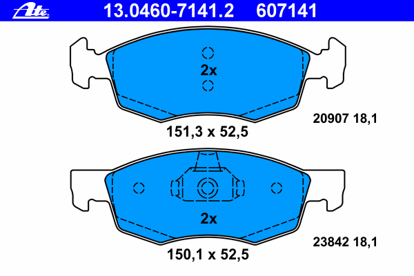 Комплект тормозных колодок, дисковый тормоз 13.0460-7141.2