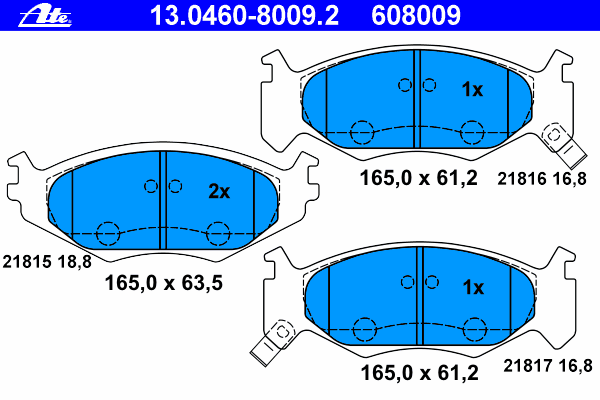 Kit de plaquettes de frein, frein à disque 13.0460-8009.2