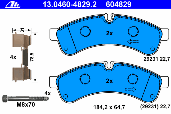 Комплект тормозных колодок, дисковый тормоз 13.0460-4829.2