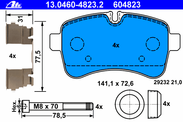 Комплект тормозных колодок, дисковый тормоз 13.0460-4823.2