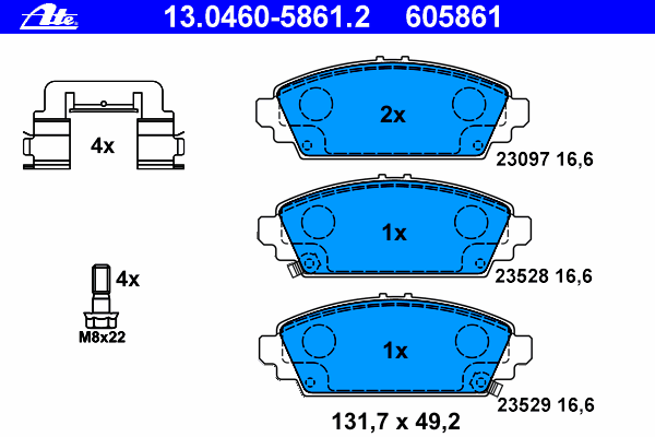 Комплект тормозных колодок, дисковый тормоз 13.0460-5861.2