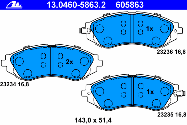 Комплект тормозных колодок, дисковый тормоз 13.0460-5863.2