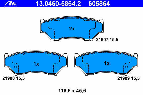 Комплект тормозных колодок, дисковый тормоз 13.0460-5864.2