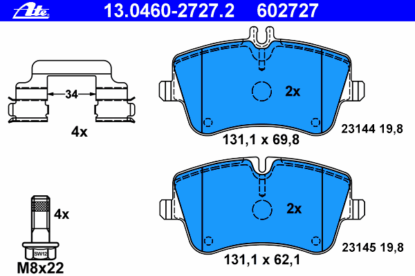 Brake Pad Set, disc brake 13.0460-2727.2