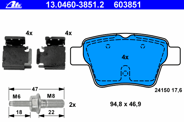 Комплект тормозных колодок, дисковый тормоз 13.0460-3851.2