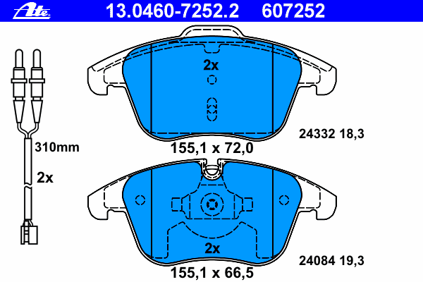 Brake Pad Set, disc brake 13.0460-7252.2