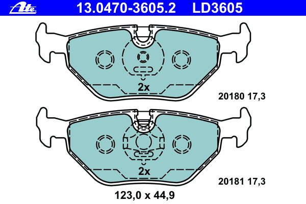 Комплект тормозных колодок, дисковый тормоз 13.0470-3605.2
