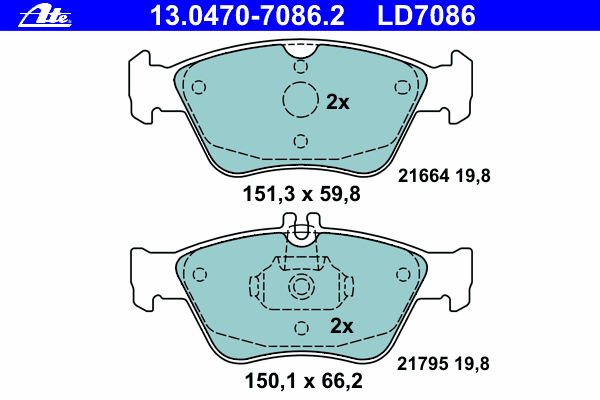 Комплект тормозных колодок, дисковый тормоз 13.0470-7086.2
