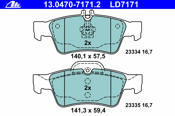 Комплект тормозных колодок, дисковый тормоз 13.0470-7171.2