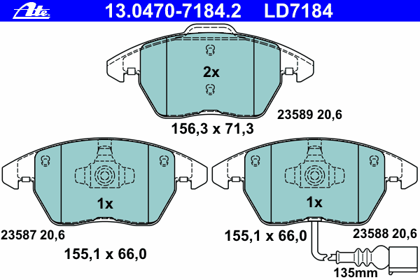Комплект тормозных колодок, дисковый тормоз 13.0470-7184.2