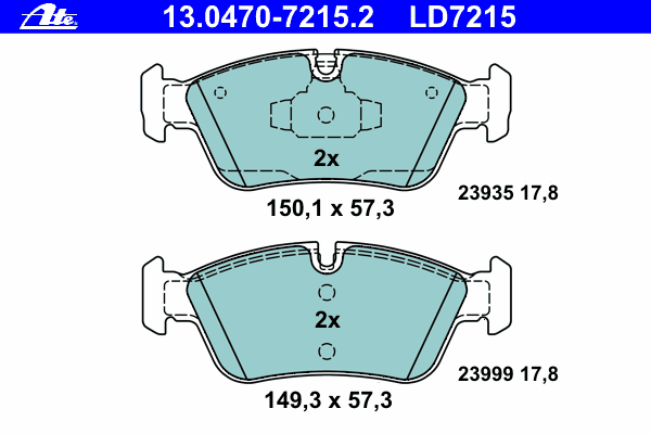 Комплект тормозных колодок, дисковый тормоз 13.0470-7215.2