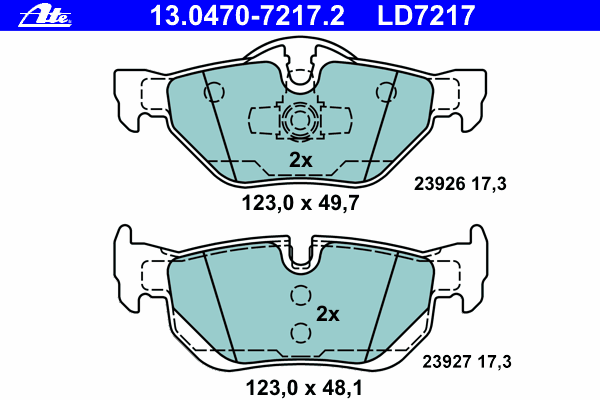 Комплект тормозных колодок, дисковый тормоз 13.0470-7217.2