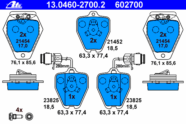 Комплект тормозных колодок, дисковый тормоз 13.0460-2700.2