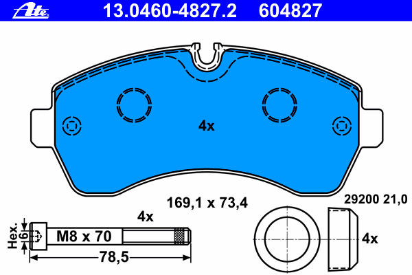 Комплект тормозных колодок, дисковый тормоз 13.0460-4827.2