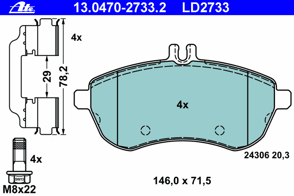 Kit de plaquettes de frein, frein à disque 13.0470-2733.2