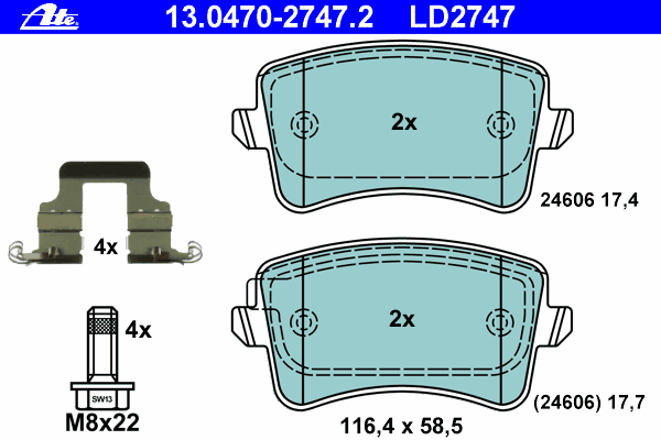 Kit de plaquettes de frein, frein à disque 13.0470-2747.2