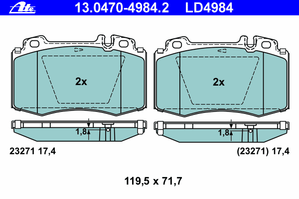 Комплект тормозных колодок, дисковый тормоз 13.0470-4984.2