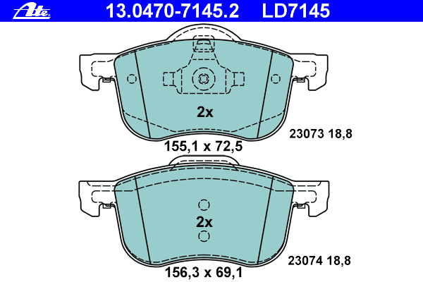 Комплект тормозных колодок, дисковый тормоз 13.0470-7145.2