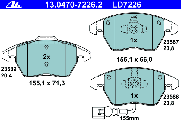 Kit de plaquettes de frein, frein à disque 13.0470-7226.2