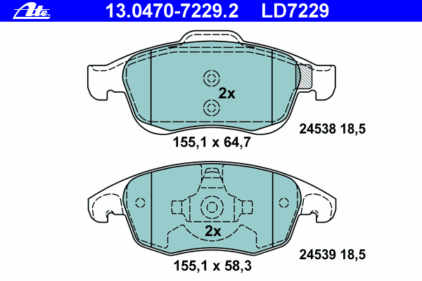 Комплект тормозных колодок, дисковый тормоз 13.0470-7229.2