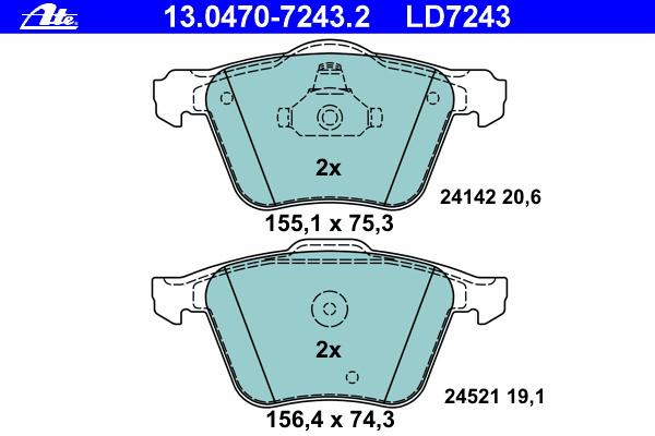Комплект тормозных колодок, дисковый тормоз 13.0470-7243.2