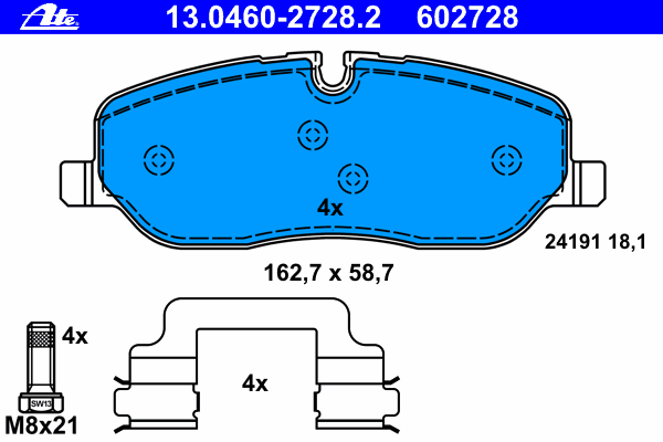 Комплект тормозных колодок, дисковый тормоз 13.0460-2728.2
