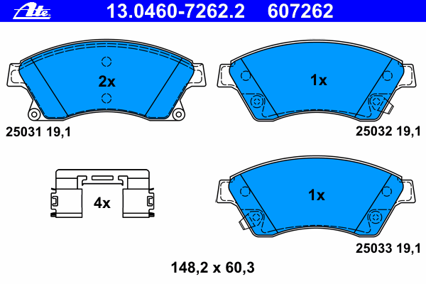 Комплект тормозных колодок, дисковый тормоз 13.0460-7262.2
