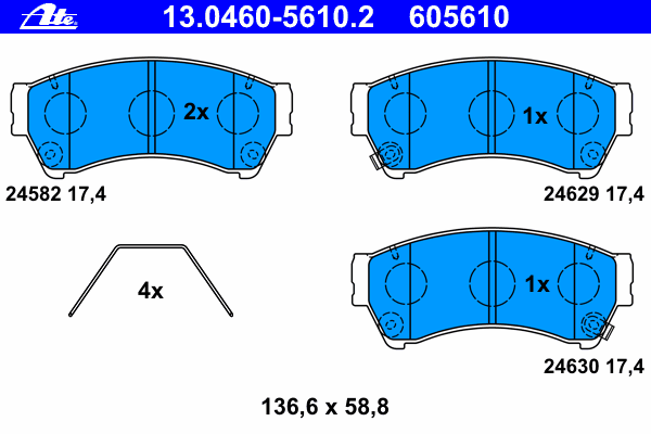 Комплект тормозных колодок, дисковый тормоз 13.0460-5610.2