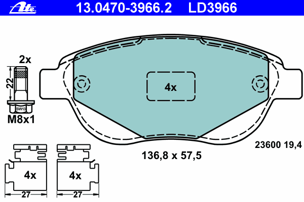 Kit de plaquettes de frein, frein à disque 13.0470-3966.2