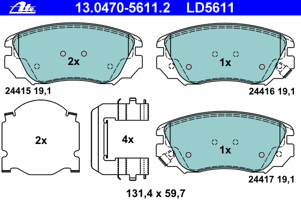 Комплект тормозных колодок, дисковый тормоз 13.0470-5611.2