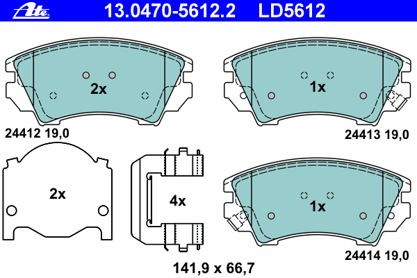 Комплект тормозных колодок, дисковый тормоз 13.0470-5612.2