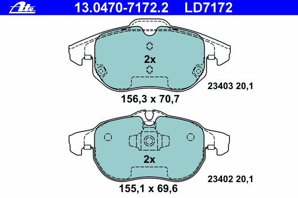 Комплект тормозных колодок, дисковый тормоз 13.0470-7172.2