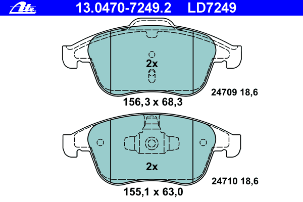 Комплект тормозных колодок, дисковый тормоз 13.0470-7249.2