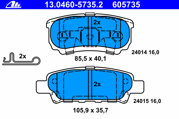 Комплект тормозных колодок, дисковый тормоз 13.0460-5735.2