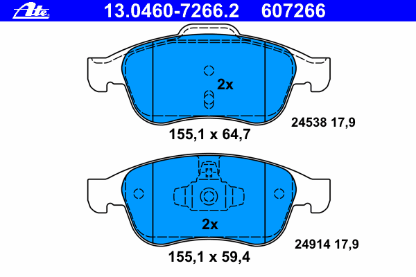 Комплект тормозных колодок, дисковый тормоз 13.0460-7266.2