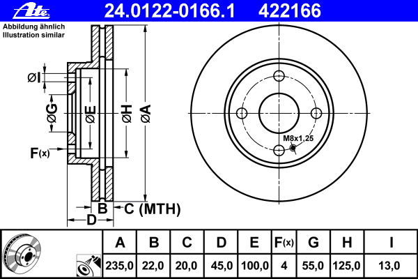 Тормозной диск 24.0122-0166.1
