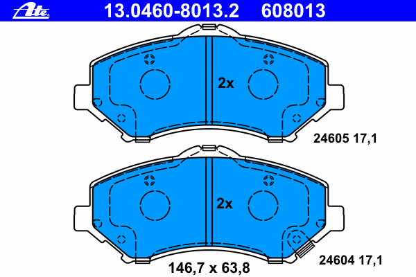 Комплект тормозных колодок, дисковый тормоз 13.0460-8013.2