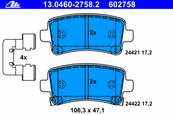 Комплект тормозных колодок, дисковый тормоз 13.0460-2758.2