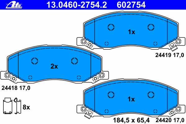 Комплект тормозных колодок, дисковый тормоз 13.0460-2754.2