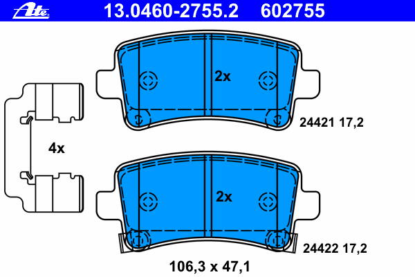 Комплект тормозных колодок, дисковый тормоз 13.0460-2755.2