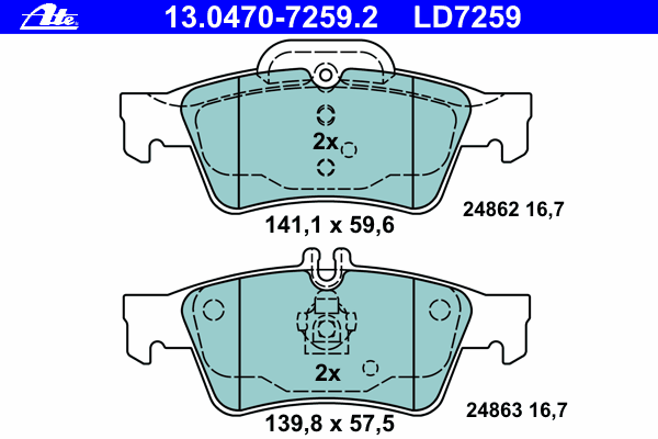 Комплект тормозных колодок, дисковый тормоз 13.0470-7259.2
