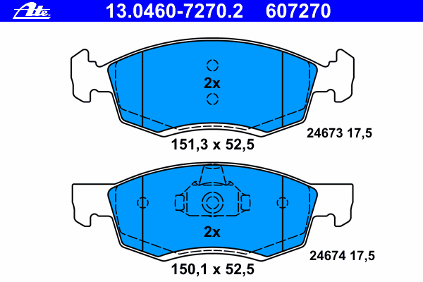 Комплект тормозных колодок, дисковый тормоз 13.0460-7270.2