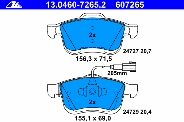 Комплект тормозных колодок, дисковый тормоз 13.0460-7265.2
