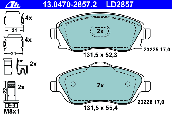 Комплект тормозных колодок, дисковый тормоз 13.0470-2857.2
