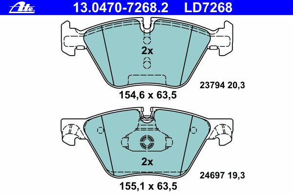 Комплект тормозных колодок, дисковый тормоз 13.0470-7268.2